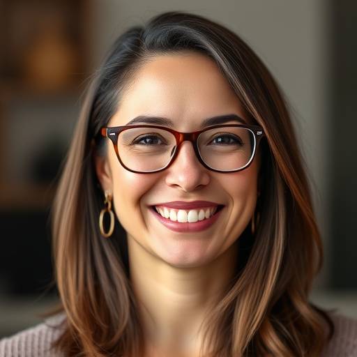 Headshot of Maria Rodriguez, a cheerful woman with brown hair and glasses.
